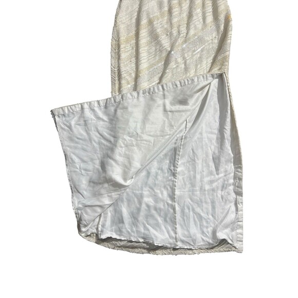 Vtg Cache Strapless White Beaded Maxi Dress Sz 4 - Picture 4 of 16